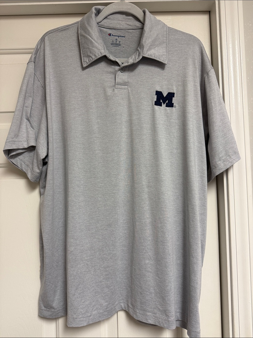 Men’s Champion U of M Polo, Grey, Size XL